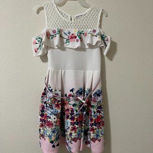 Cold shoulder floral dress-M